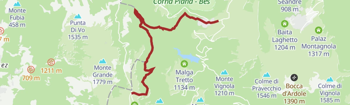 Route map: Prà Alpesina - S. Valentino | 1950